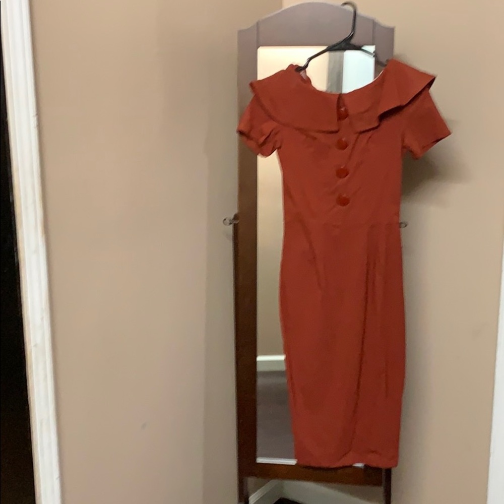 Rusty Red Pencil Dress Small